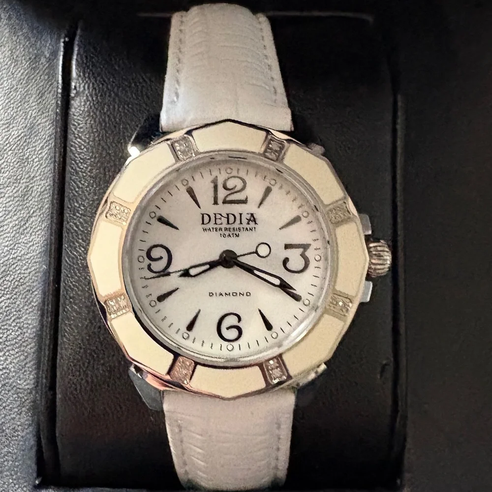 DEDIA Lily L Ladies' Diamond and Leather Watch, Brand New in Box - Picture 2 of 7